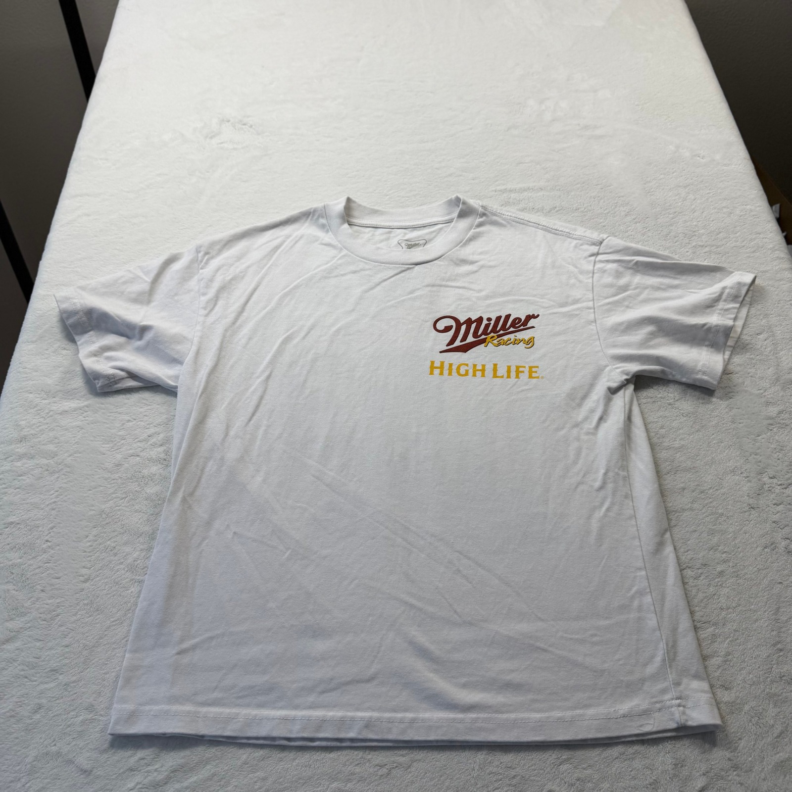 Miller High Life Racing T-Shirt Mens Small White Good 03 Race Car Graphic Tee